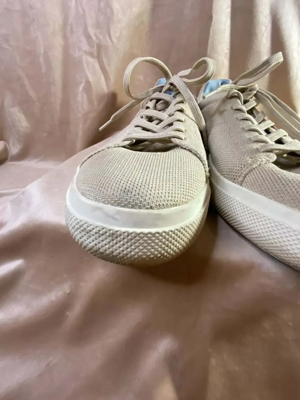 Rothy's RS02 Lace-Up Low Top Knit Sneakers in Beige